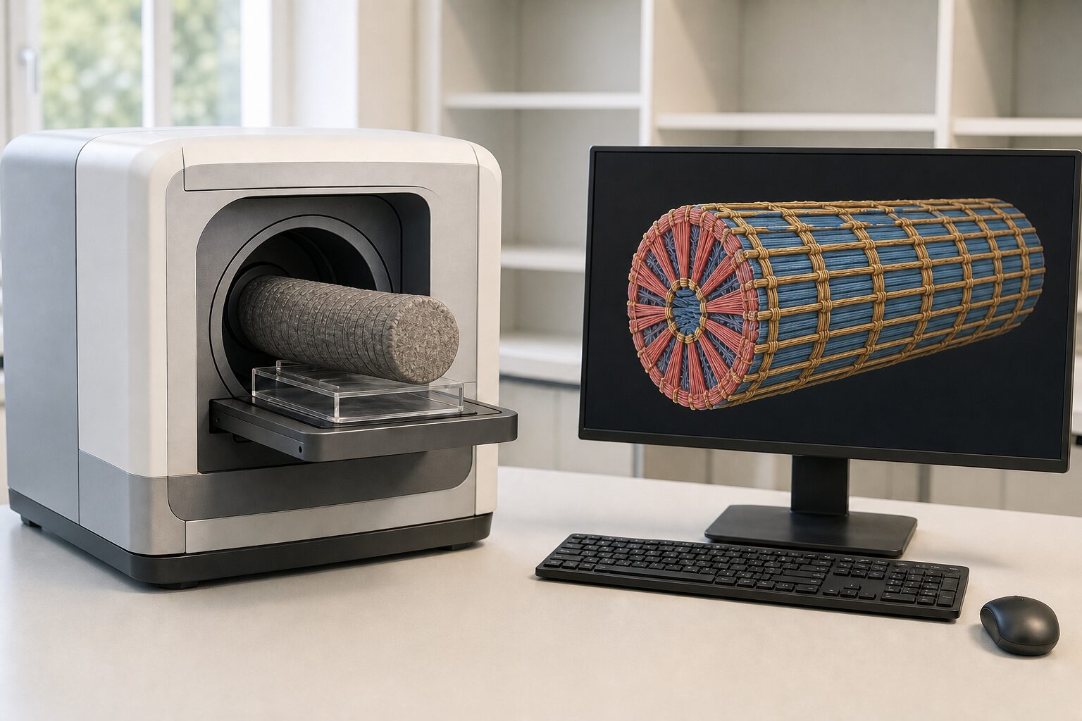 マイクロCTでゾウの鼻先を撮影し筋肉の束を立体再構成する研究方法のイメージ