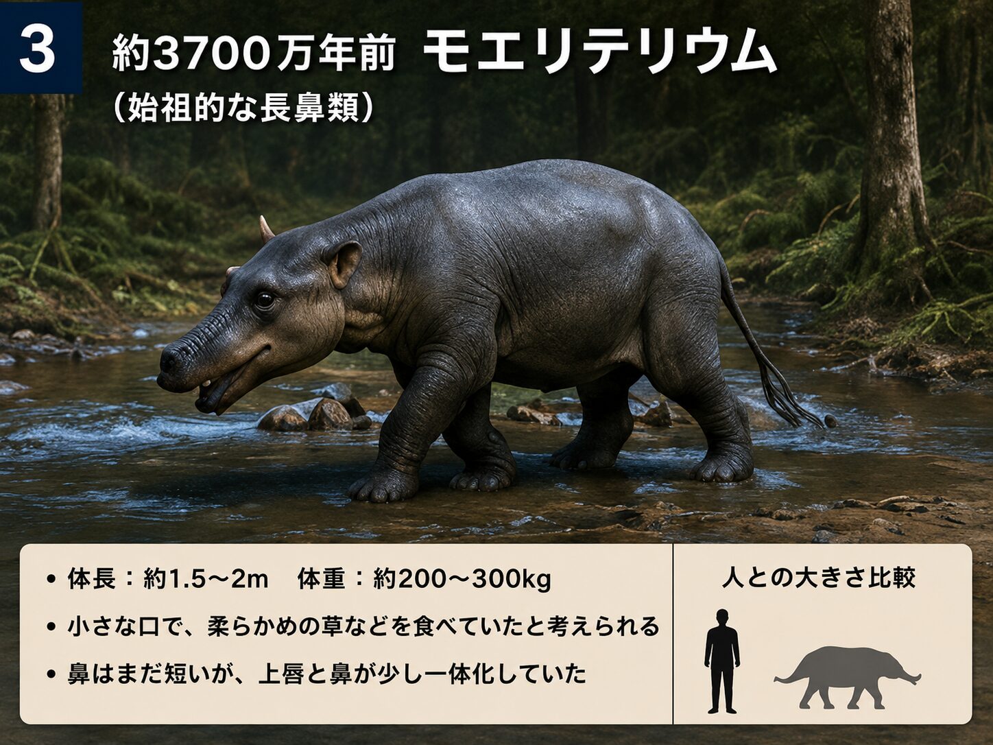 ゾウの古い仲間モエリテリウムの復元イメージ