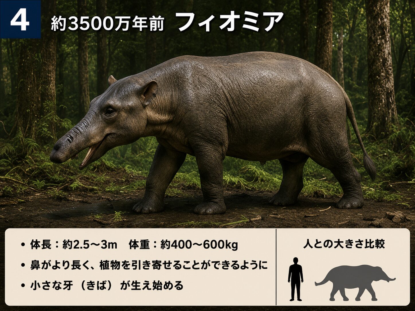 ゾウの古い仲間フィオミアの復元イメージ
