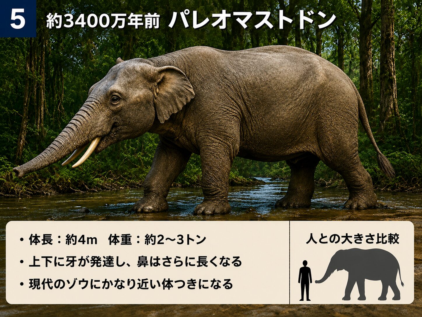 ゾウの古い仲間パレオマストドンの復元イメージ
