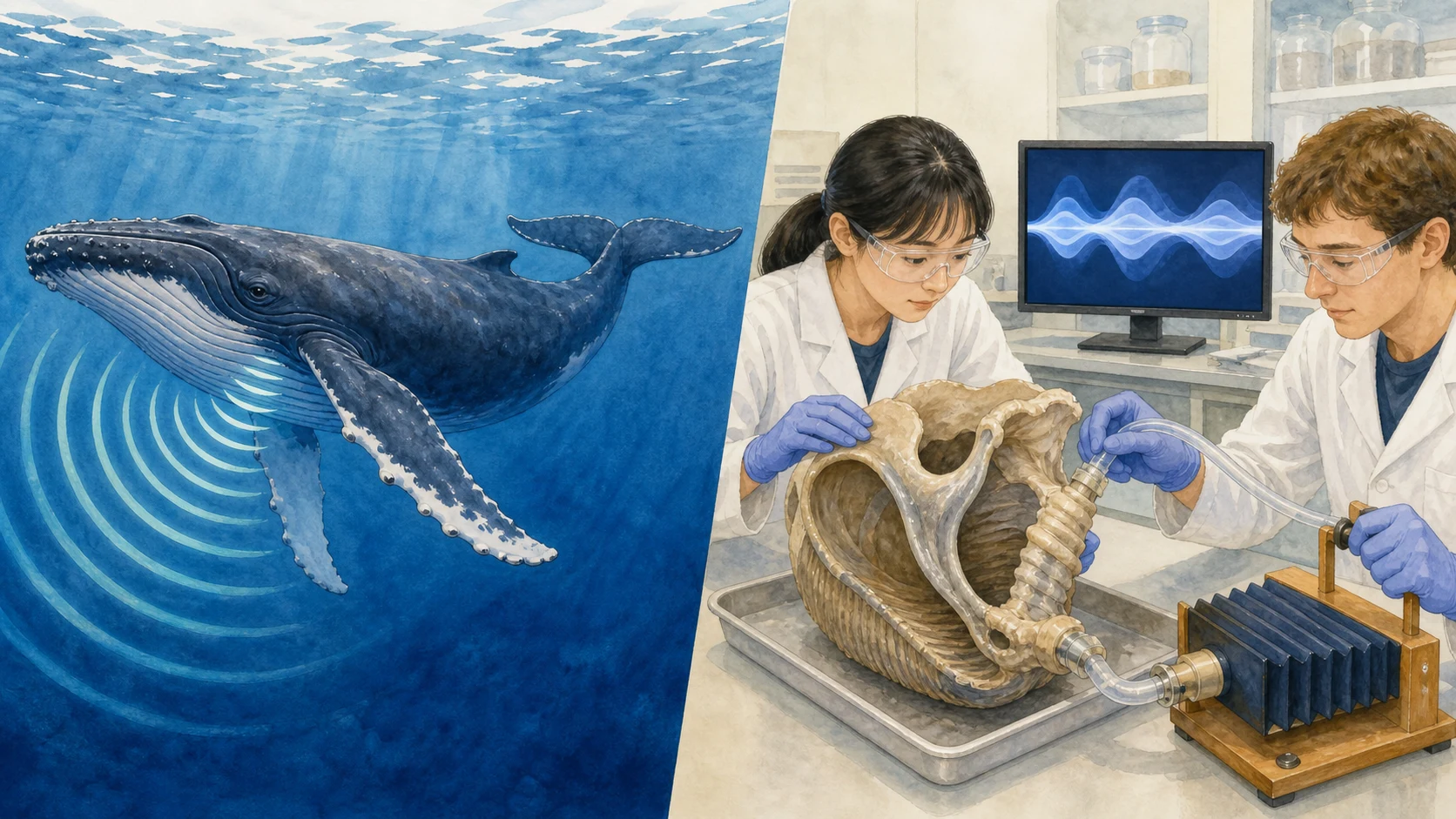 ヒゲクジラの声と喉頭標本を調べる研究